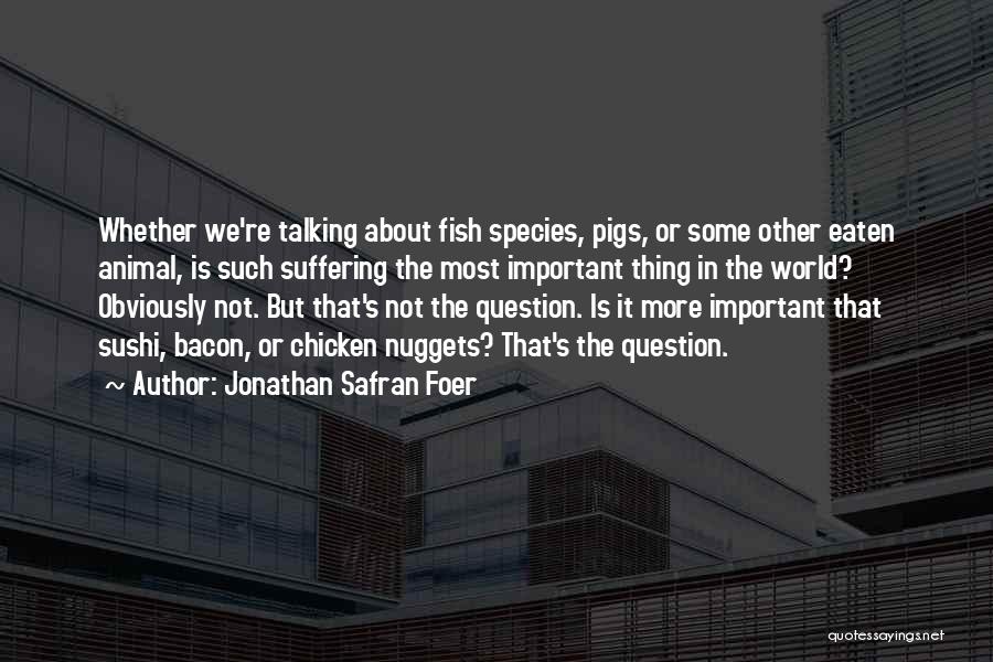 Jonathan Safran Foer Quotes: Whether We're Talking About Fish Species, Pigs, Or Some Other Eaten Animal, Is Such Suffering The Most Important Thing In