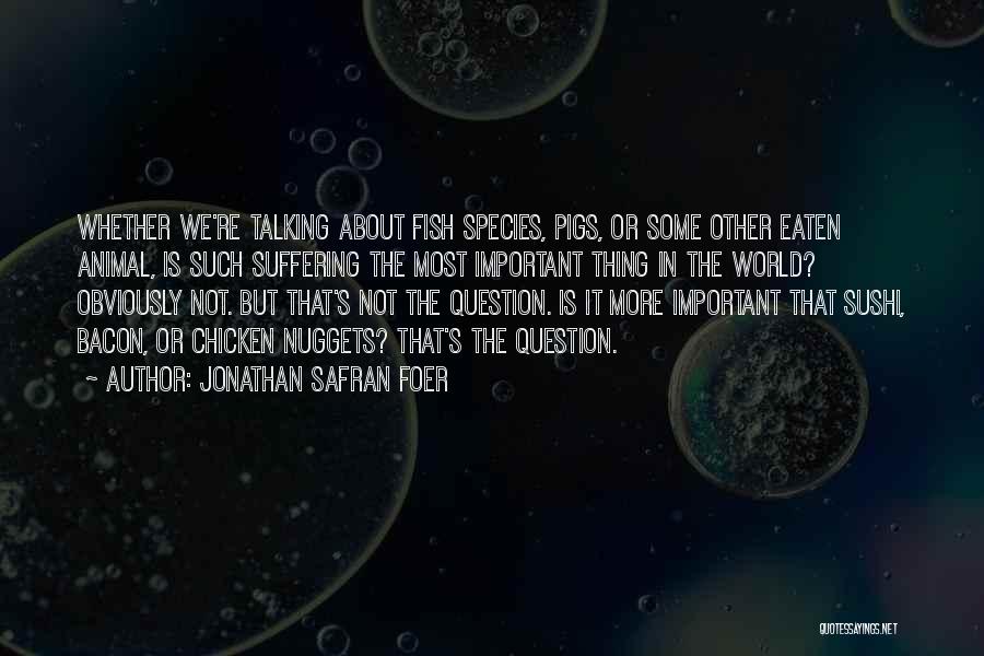 Jonathan Safran Foer Quotes: Whether We're Talking About Fish Species, Pigs, Or Some Other Eaten Animal, Is Such Suffering The Most Important Thing In