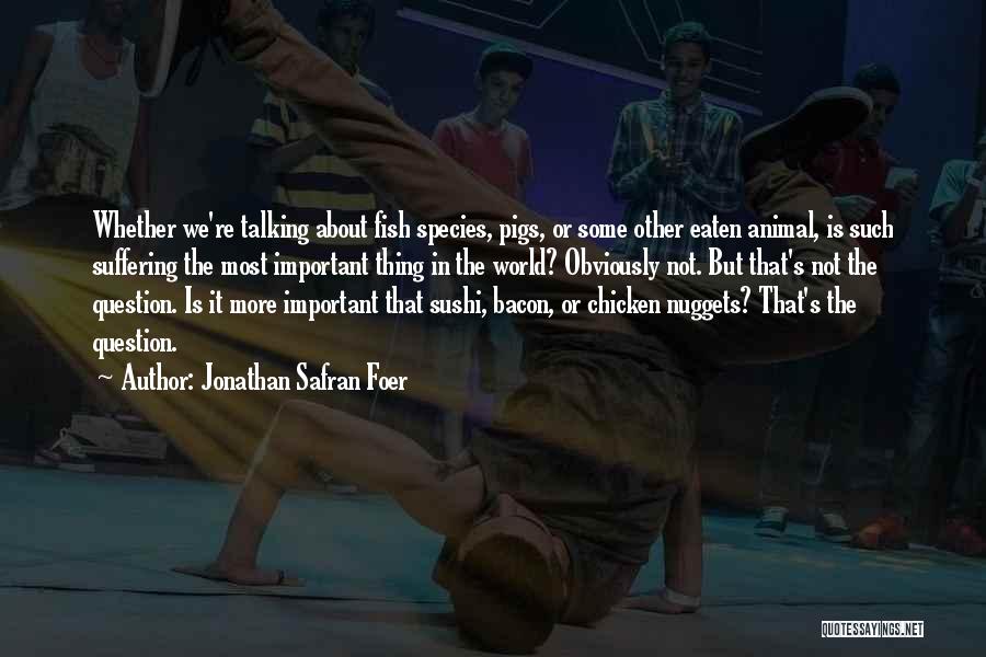 Jonathan Safran Foer Quotes: Whether We're Talking About Fish Species, Pigs, Or Some Other Eaten Animal, Is Such Suffering The Most Important Thing In