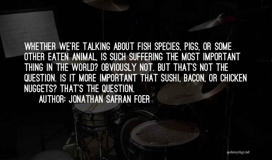 Jonathan Safran Foer Quotes: Whether We're Talking About Fish Species, Pigs, Or Some Other Eaten Animal, Is Such Suffering The Most Important Thing In