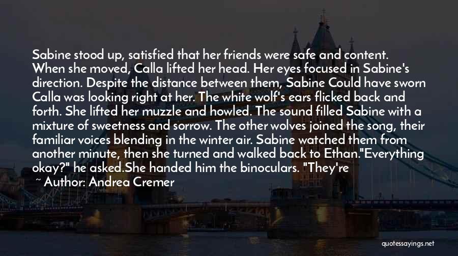 Andrea Cremer Quotes: Sabine Stood Up, Satisfied That Her Friends Were Safe And Content. When She Moved, Calla Lifted Her Head. Her Eyes