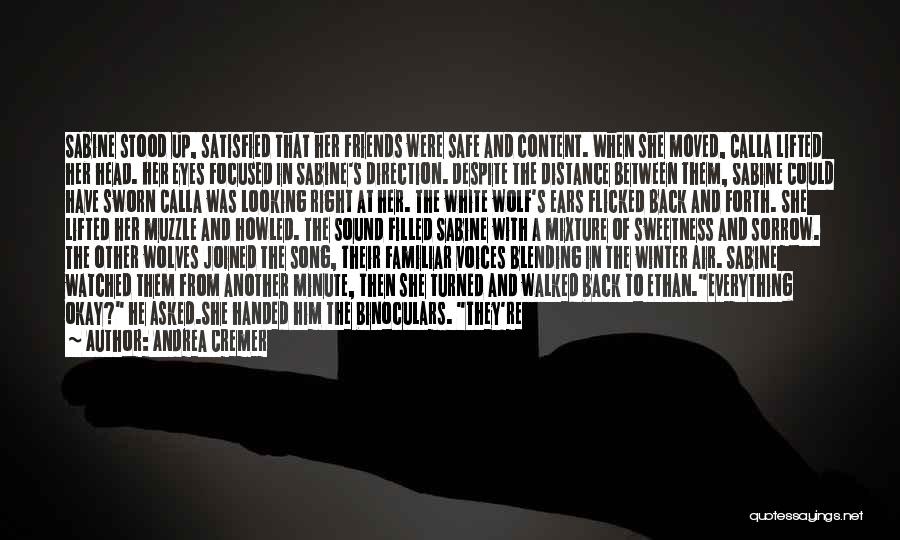 Andrea Cremer Quotes: Sabine Stood Up, Satisfied That Her Friends Were Safe And Content. When She Moved, Calla Lifted Her Head. Her Eyes