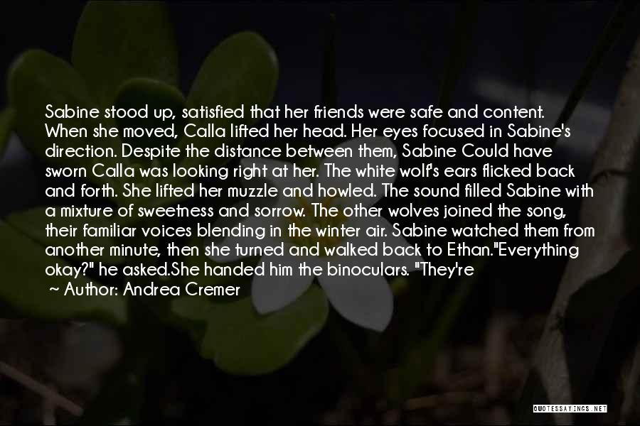 Andrea Cremer Quotes: Sabine Stood Up, Satisfied That Her Friends Were Safe And Content. When She Moved, Calla Lifted Her Head. Her Eyes