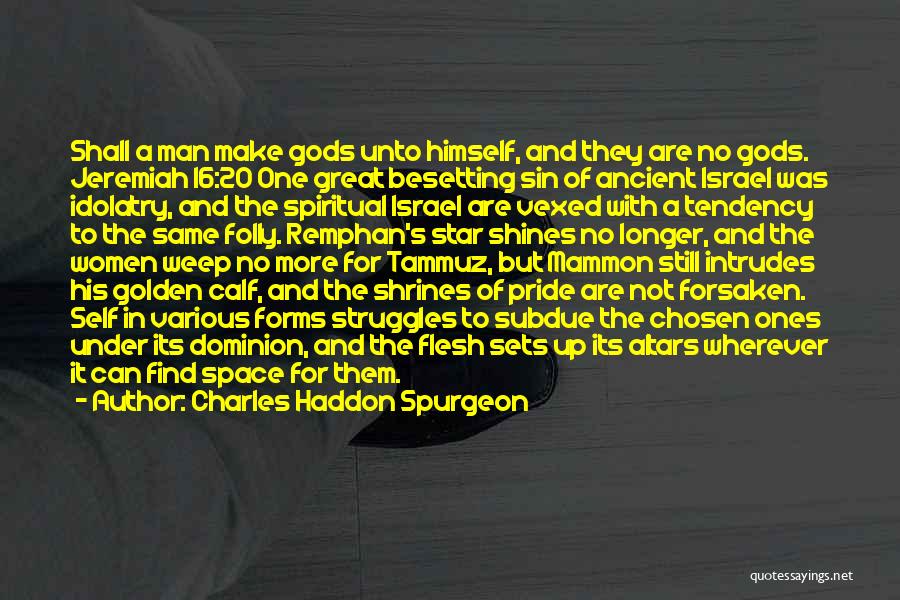 Charles Haddon Spurgeon Quotes: Shall A Man Make Gods Unto Himself, And They Are No Gods. Jeremiah 16:20 One Great Besetting Sin Of Ancient