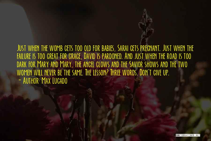 Max Lucado Quotes: Just When The Womb Gets Too Old For Babies, Sarai Gets Pregnant. Just When The Failure Is Too Great For