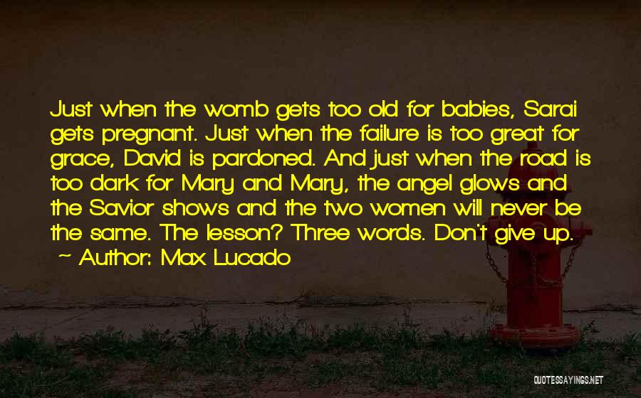 Max Lucado Quotes: Just When The Womb Gets Too Old For Babies, Sarai Gets Pregnant. Just When The Failure Is Too Great For