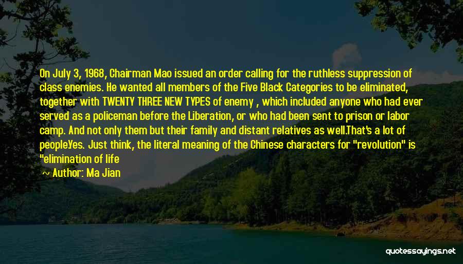 Ma Jian Quotes: On July 3, 1968, Chairman Mao Issued An Order Calling For The Ruthless Suppression Of Class Enemies. He Wanted All