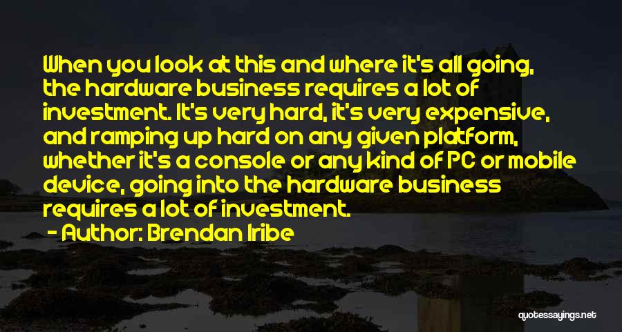 Brendan Iribe Quotes: When You Look At This And Where It's All Going, The Hardware Business Requires A Lot Of Investment. It's Very