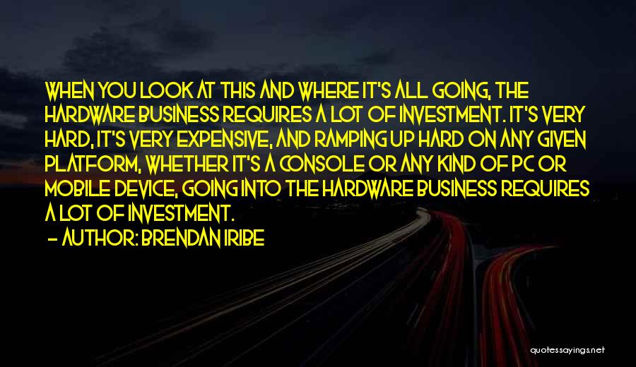 Brendan Iribe Quotes: When You Look At This And Where It's All Going, The Hardware Business Requires A Lot Of Investment. It's Very