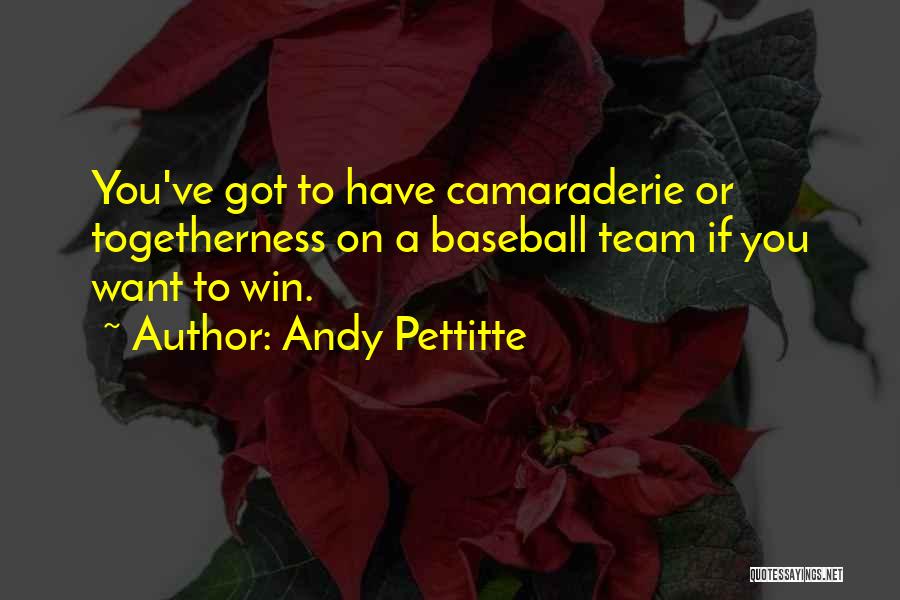 Andy Pettitte Quotes: You've Got To Have Camaraderie Or Togetherness On A Baseball Team If You Want To Win.