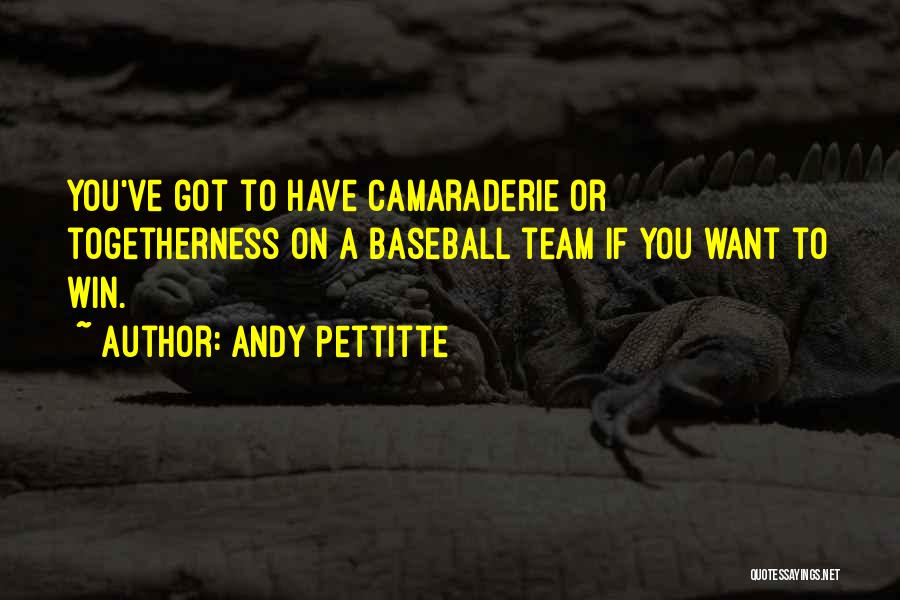 Andy Pettitte Quotes: You've Got To Have Camaraderie Or Togetherness On A Baseball Team If You Want To Win.