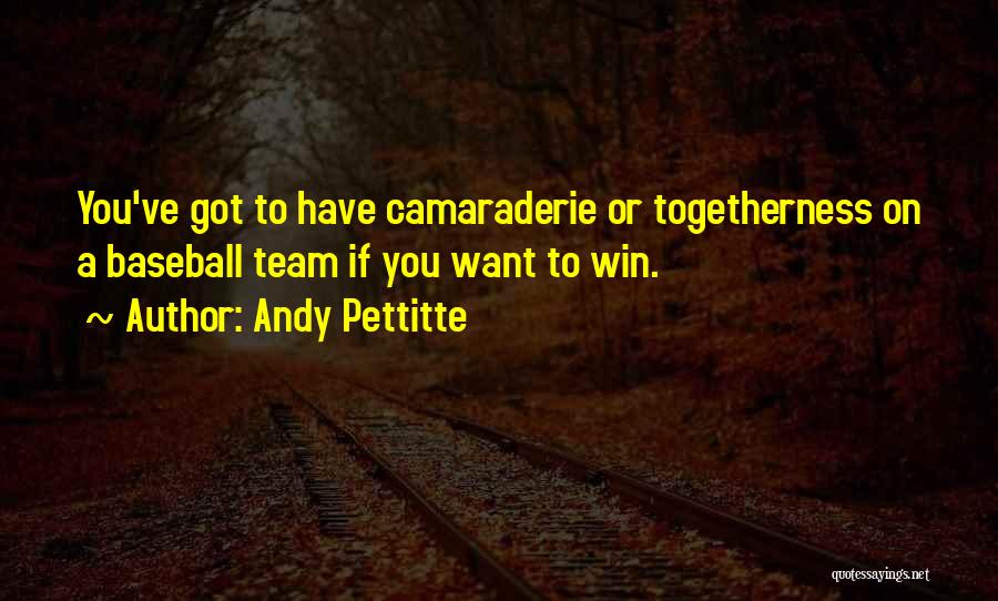 Andy Pettitte Quotes: You've Got To Have Camaraderie Or Togetherness On A Baseball Team If You Want To Win.