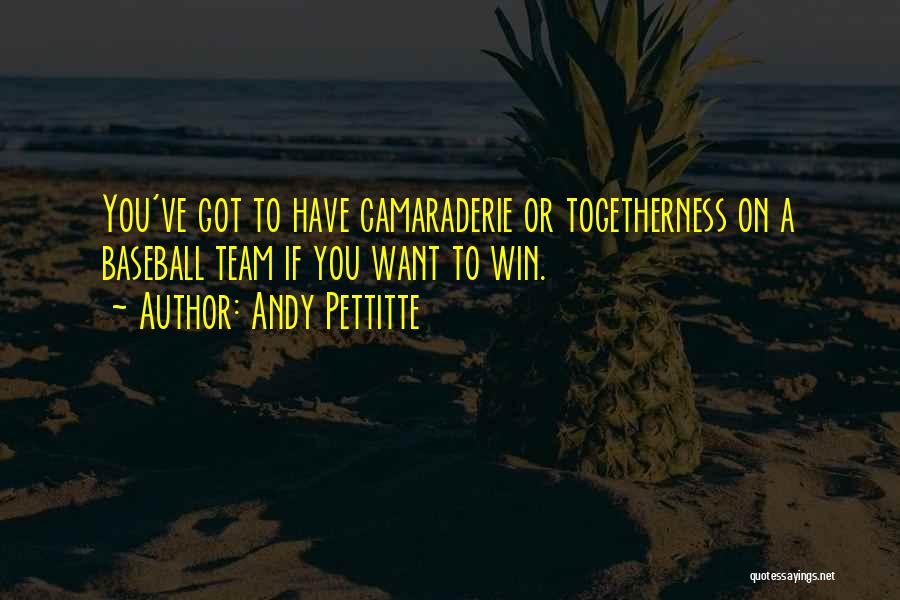 Andy Pettitte Quotes: You've Got To Have Camaraderie Or Togetherness On A Baseball Team If You Want To Win.