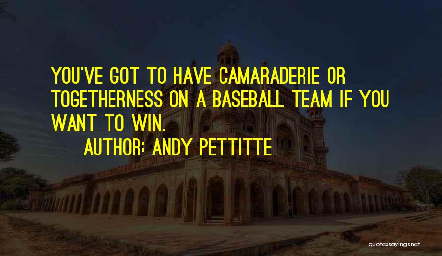 Andy Pettitte Quotes: You've Got To Have Camaraderie Or Togetherness On A Baseball Team If You Want To Win.