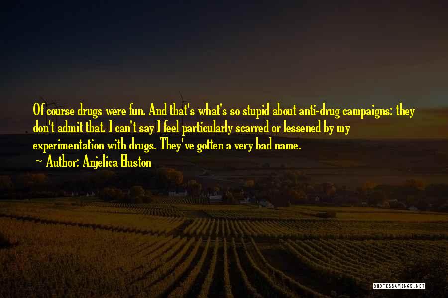 Anjelica Huston Quotes: Of Course Drugs Were Fun. And That's What's So Stupid About Anti-drug Campaigns: They Don't Admit That. I Can't Say