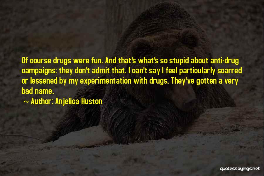 Anjelica Huston Quotes: Of Course Drugs Were Fun. And That's What's So Stupid About Anti-drug Campaigns: They Don't Admit That. I Can't Say