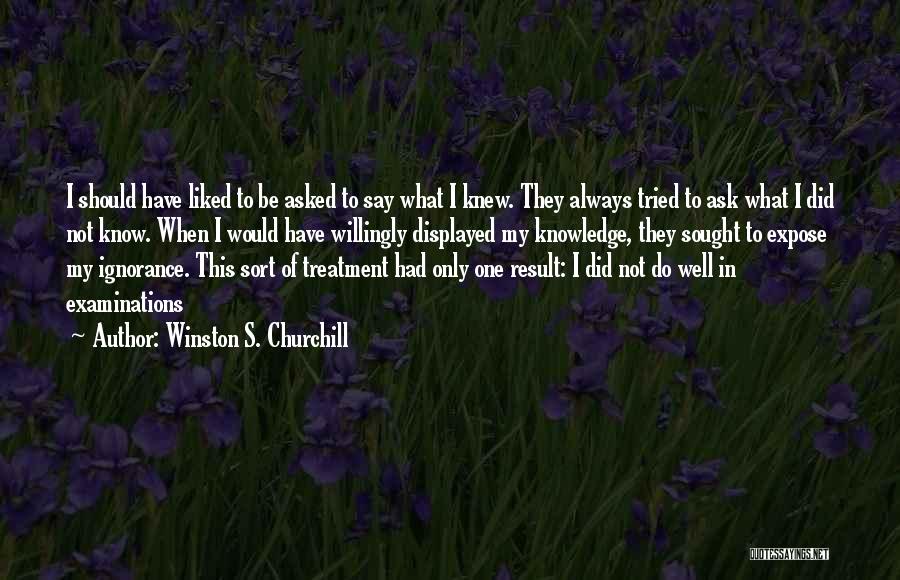 Winston S. Churchill Quotes: I Should Have Liked To Be Asked To Say What I Knew. They Always Tried To Ask What I Did