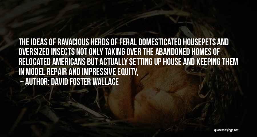 David Foster Wallace Quotes: The Ideas Of Ravacious Herds Of Feral Domesticated Housepets And Oversized Insects Not Only Taking Over The Abandoned Homes Of