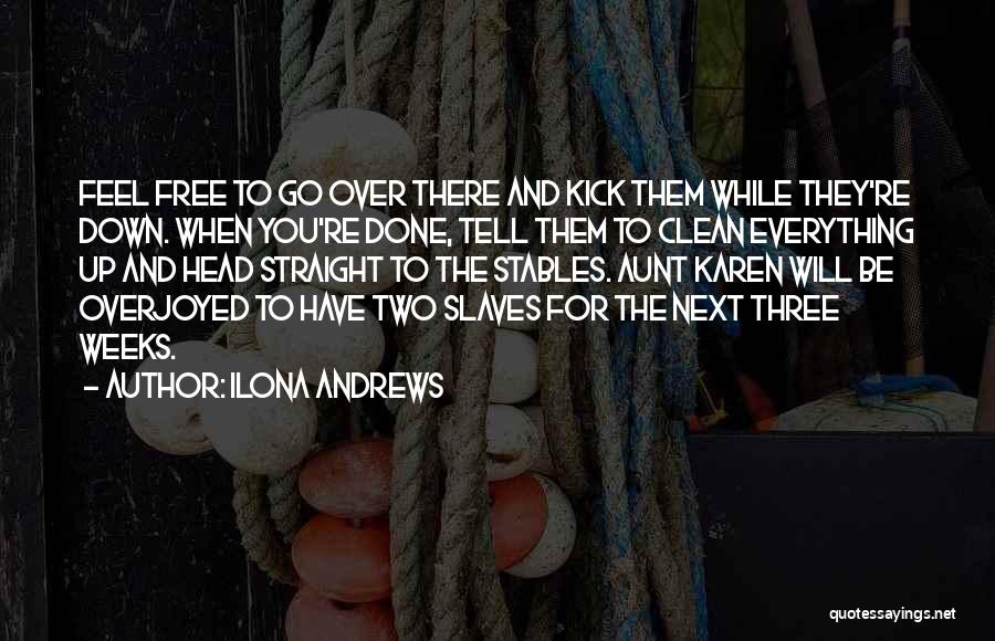 Ilona Andrews Quotes: Feel Free To Go Over There And Kick Them While They're Down. When You're Done, Tell Them To Clean Everything