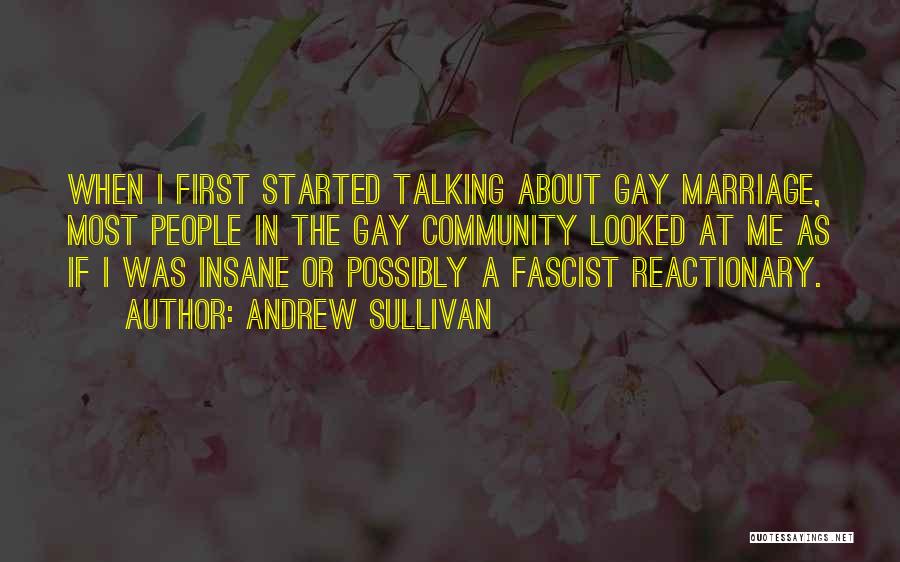 Andrew Sullivan Quotes: When I First Started Talking About Gay Marriage, Most People In The Gay Community Looked At Me As If I