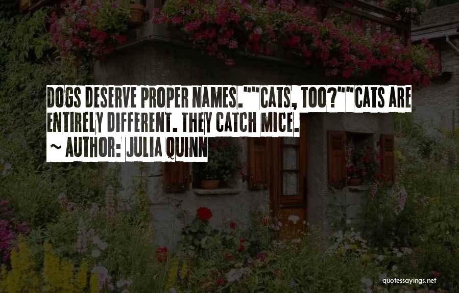 Julia Quinn Quotes: Dogs Deserve Proper Names.cats, Too?cats Are Entirely Different. They Catch Mice.