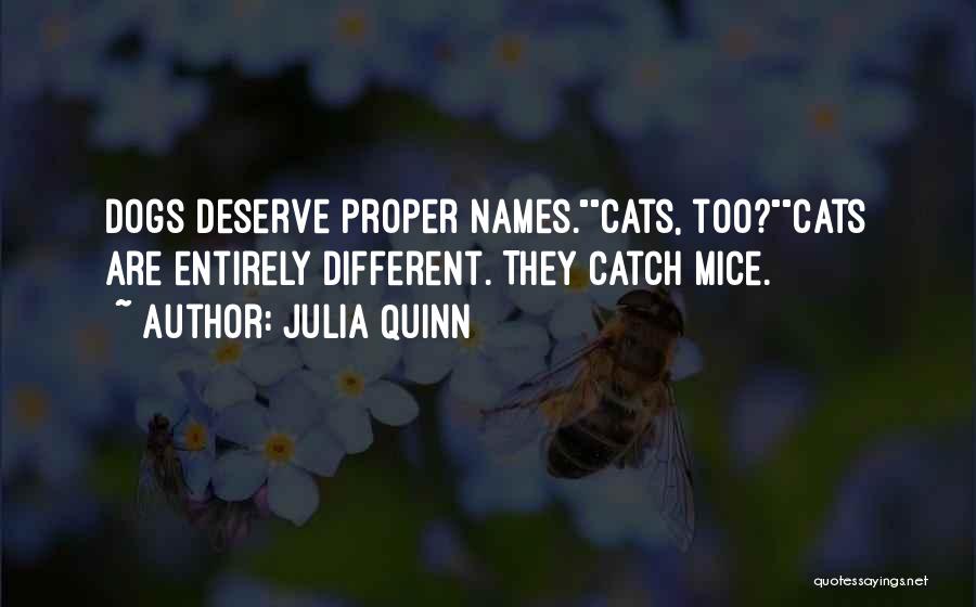 Julia Quinn Quotes: Dogs Deserve Proper Names.cats, Too?cats Are Entirely Different. They Catch Mice.