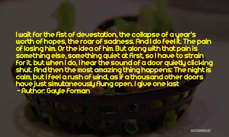 Gayle Forman Quotes: I Wait For The Fist Of Devestation, The Collapse Of A Year's Worth Of Hopes, The Roar Of Sadness. And