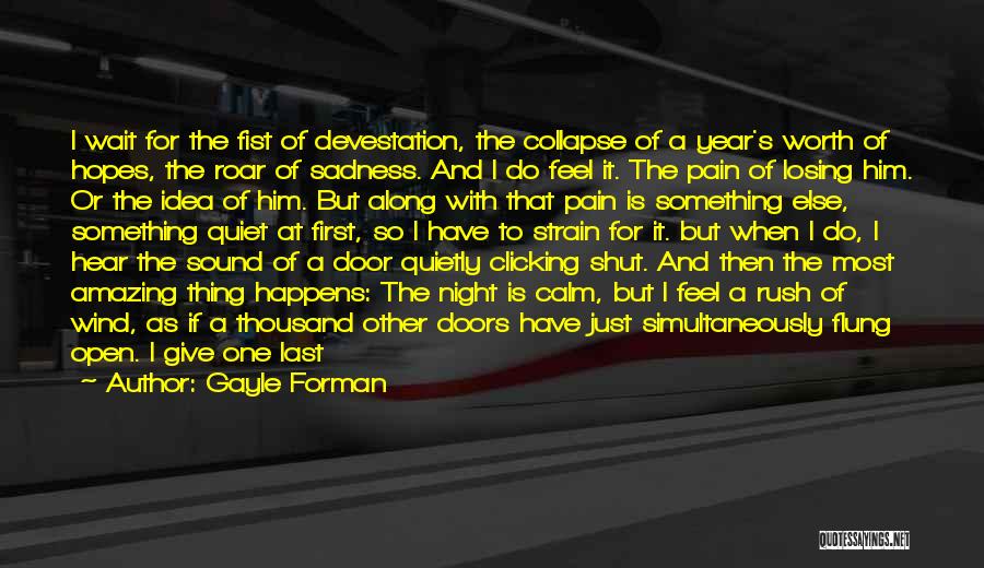 Gayle Forman Quotes: I Wait For The Fist Of Devestation, The Collapse Of A Year's Worth Of Hopes, The Roar Of Sadness. And