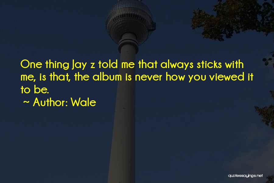 Wale Quotes: One Thing Jay Z Told Me That Always Sticks With Me, Is That, The Album Is Never How You Viewed