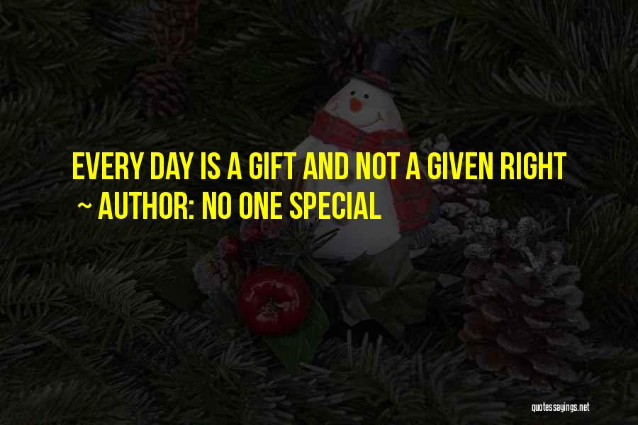 No One Special Quotes: Every Day Is A Gift And Not A Given Right