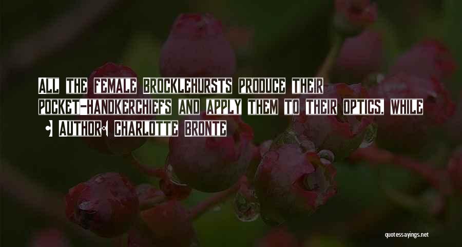 Charlotte Bronte Quotes: All The Female Brocklehursts Produce Their Pocket-handkerchiefs And Apply Them To Their Optics, While