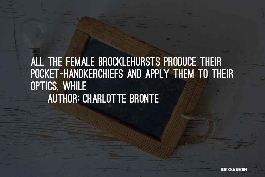 Charlotte Bronte Quotes: All The Female Brocklehursts Produce Their Pocket-handkerchiefs And Apply Them To Their Optics, While
