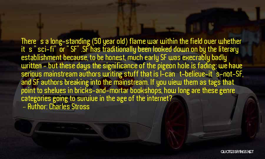 Charles Stross Quotes: There's A Long-standing (50 Year Old) Flame War Within The Field Over Whether It's Sci-fi Or Sf.sf Has Traditionally Been