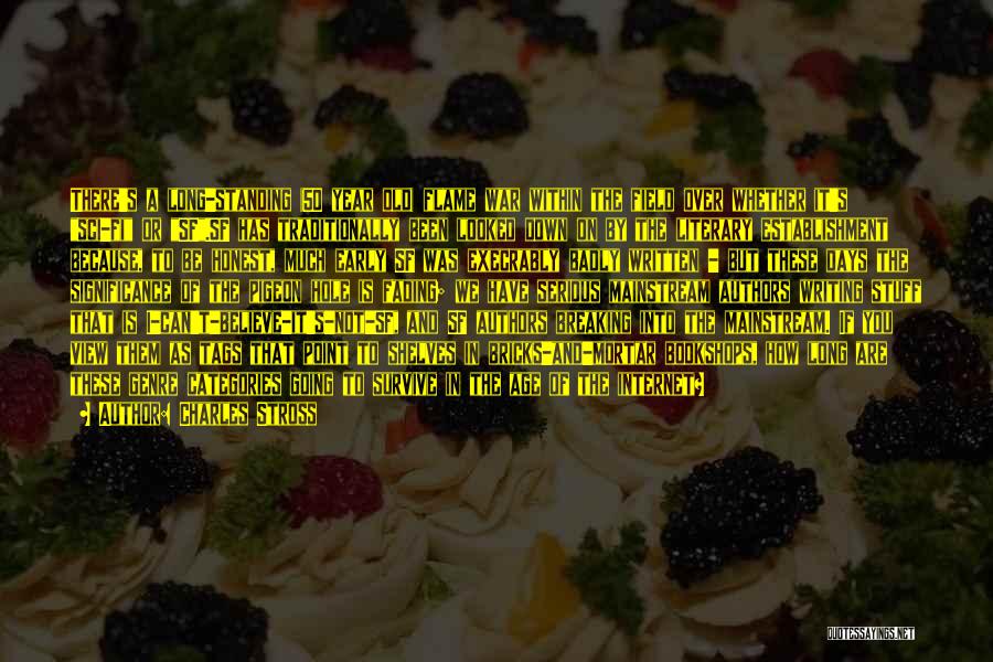 Charles Stross Quotes: There's A Long-standing (50 Year Old) Flame War Within The Field Over Whether It's Sci-fi Or Sf.sf Has Traditionally Been