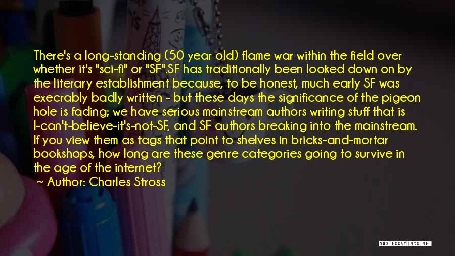 Charles Stross Quotes: There's A Long-standing (50 Year Old) Flame War Within The Field Over Whether It's Sci-fi Or Sf.sf Has Traditionally Been