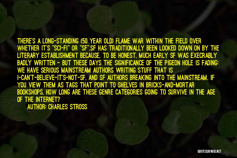 Charles Stross Quotes: There's A Long-standing (50 Year Old) Flame War Within The Field Over Whether It's Sci-fi Or Sf.sf Has Traditionally Been