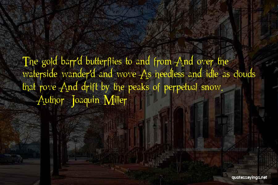 Joaquin Miller Quotes: The Gold-barr'd Butterflies To And From And Over The Waterside Wander'd And Wove As Heedless And Idle As Clouds That