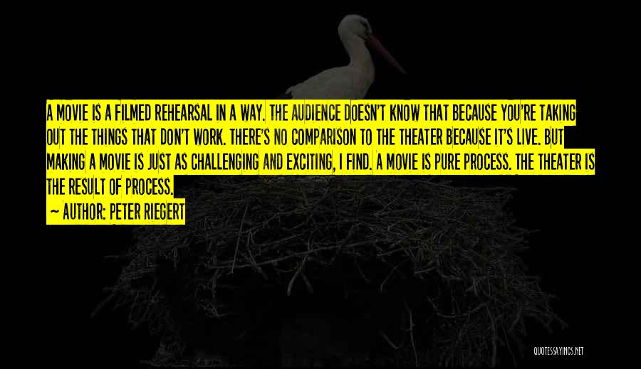 Peter Riegert Quotes: A Movie Is A Filmed Rehearsal In A Way. The Audience Doesn't Know That Because You're Taking Out The Things