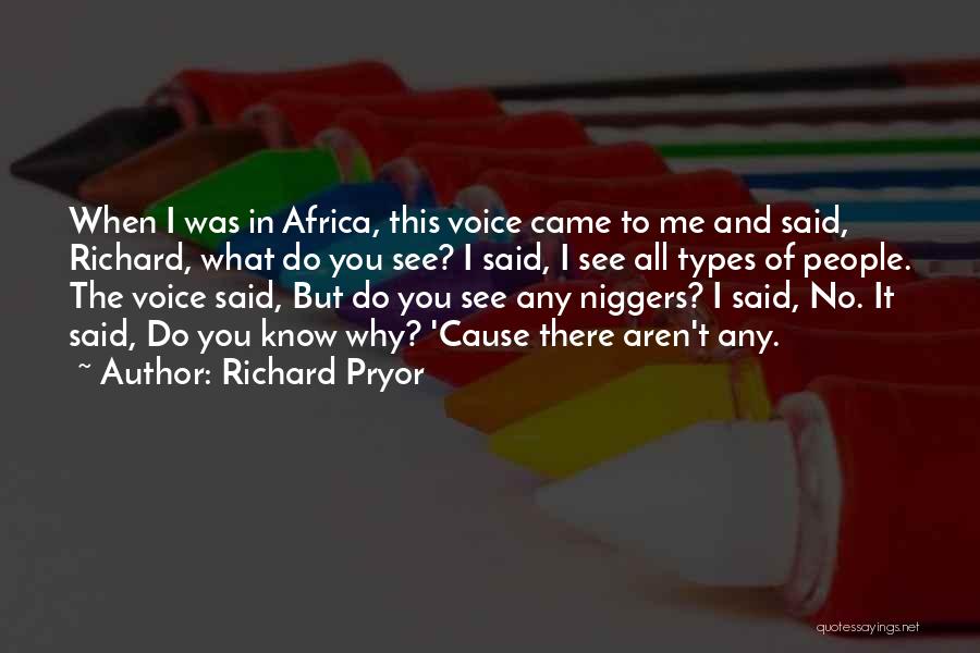 Richard Pryor Quotes: When I Was In Africa, This Voice Came To Me And Said, Richard, What Do You See? I Said, I