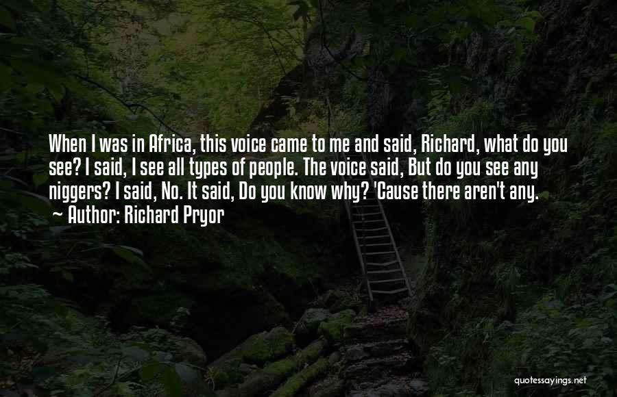 Richard Pryor Quotes: When I Was In Africa, This Voice Came To Me And Said, Richard, What Do You See? I Said, I