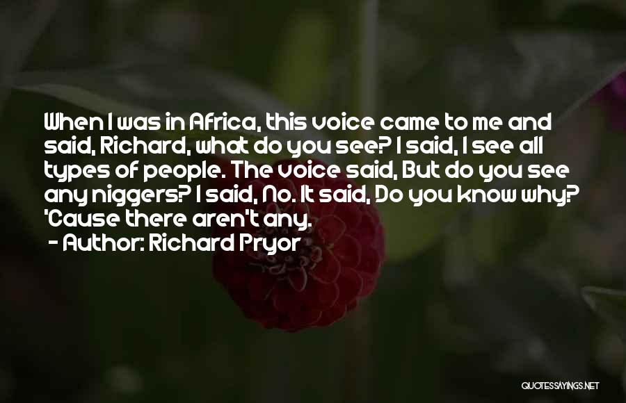 Richard Pryor Quotes: When I Was In Africa, This Voice Came To Me And Said, Richard, What Do You See? I Said, I