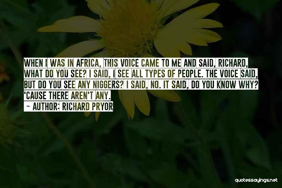 Richard Pryor Quotes: When I Was In Africa, This Voice Came To Me And Said, Richard, What Do You See? I Said, I