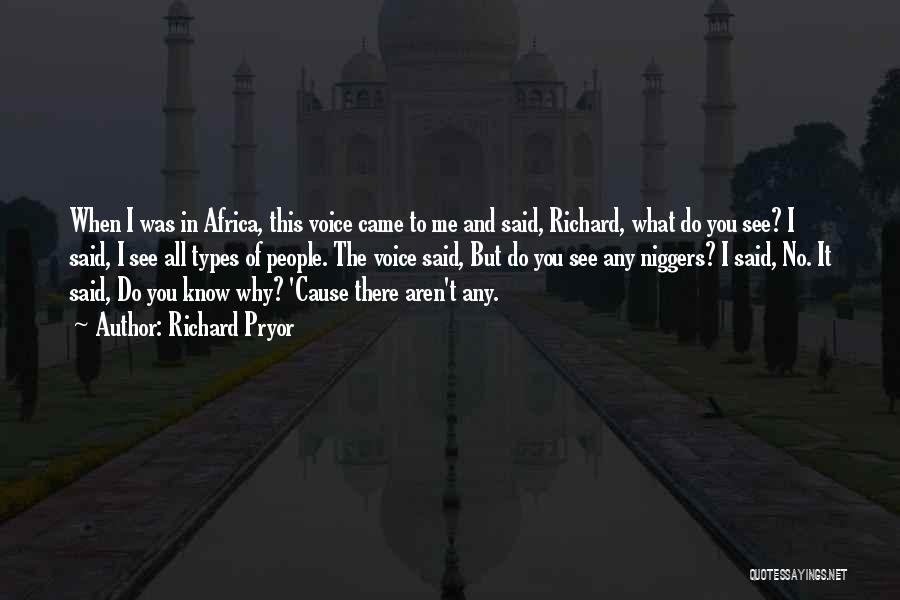 Richard Pryor Quotes: When I Was In Africa, This Voice Came To Me And Said, Richard, What Do You See? I Said, I