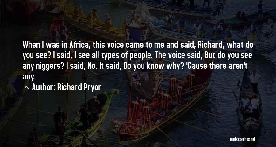Richard Pryor Quotes: When I Was In Africa, This Voice Came To Me And Said, Richard, What Do You See? I Said, I