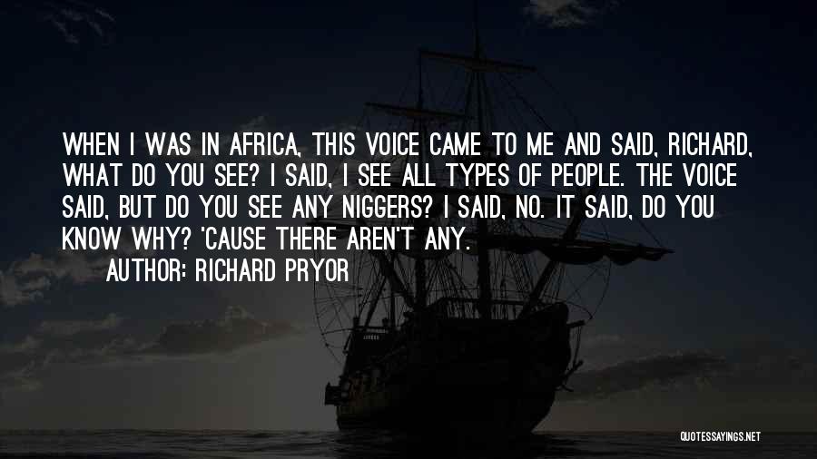 Richard Pryor Quotes: When I Was In Africa, This Voice Came To Me And Said, Richard, What Do You See? I Said, I