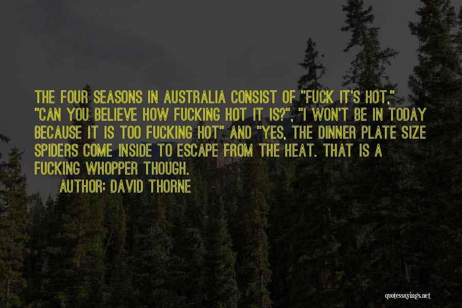 David Thorne Quotes: The Four Seasons In Australia Consist Of Fuck It's Hot, Can You Believe How Fucking Hot It Is?, I Won't