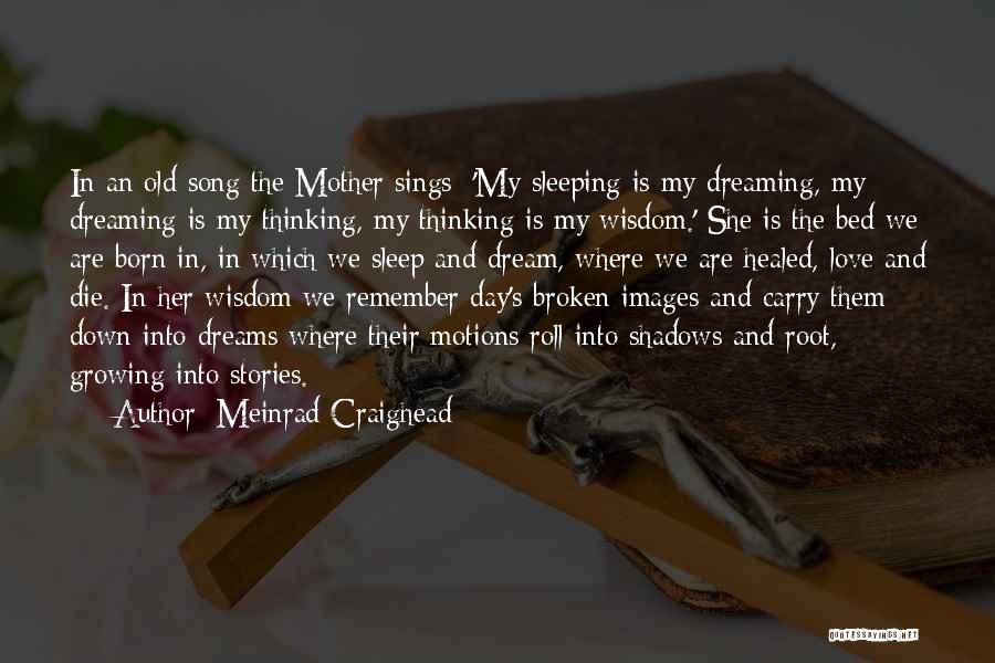 Meinrad Craighead Quotes: In An Old Song The Mother Sings: 'my Sleeping Is My Dreaming, My Dreaming Is My Thinking, My Thinking Is