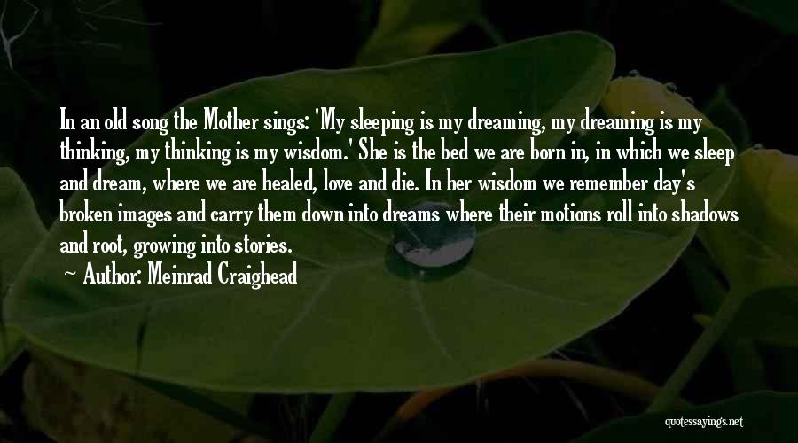 Meinrad Craighead Quotes: In An Old Song The Mother Sings: 'my Sleeping Is My Dreaming, My Dreaming Is My Thinking, My Thinking Is