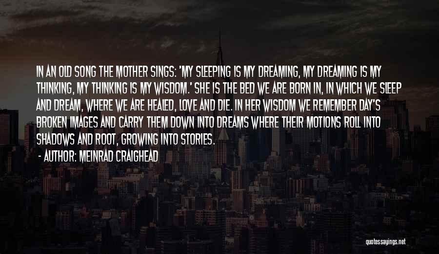 Meinrad Craighead Quotes: In An Old Song The Mother Sings: 'my Sleeping Is My Dreaming, My Dreaming Is My Thinking, My Thinking Is