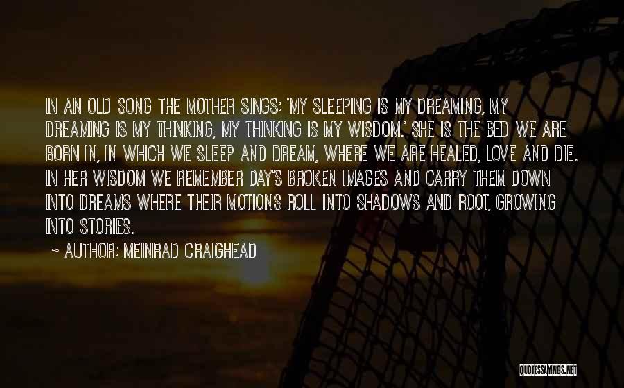 Meinrad Craighead Quotes: In An Old Song The Mother Sings: 'my Sleeping Is My Dreaming, My Dreaming Is My Thinking, My Thinking Is